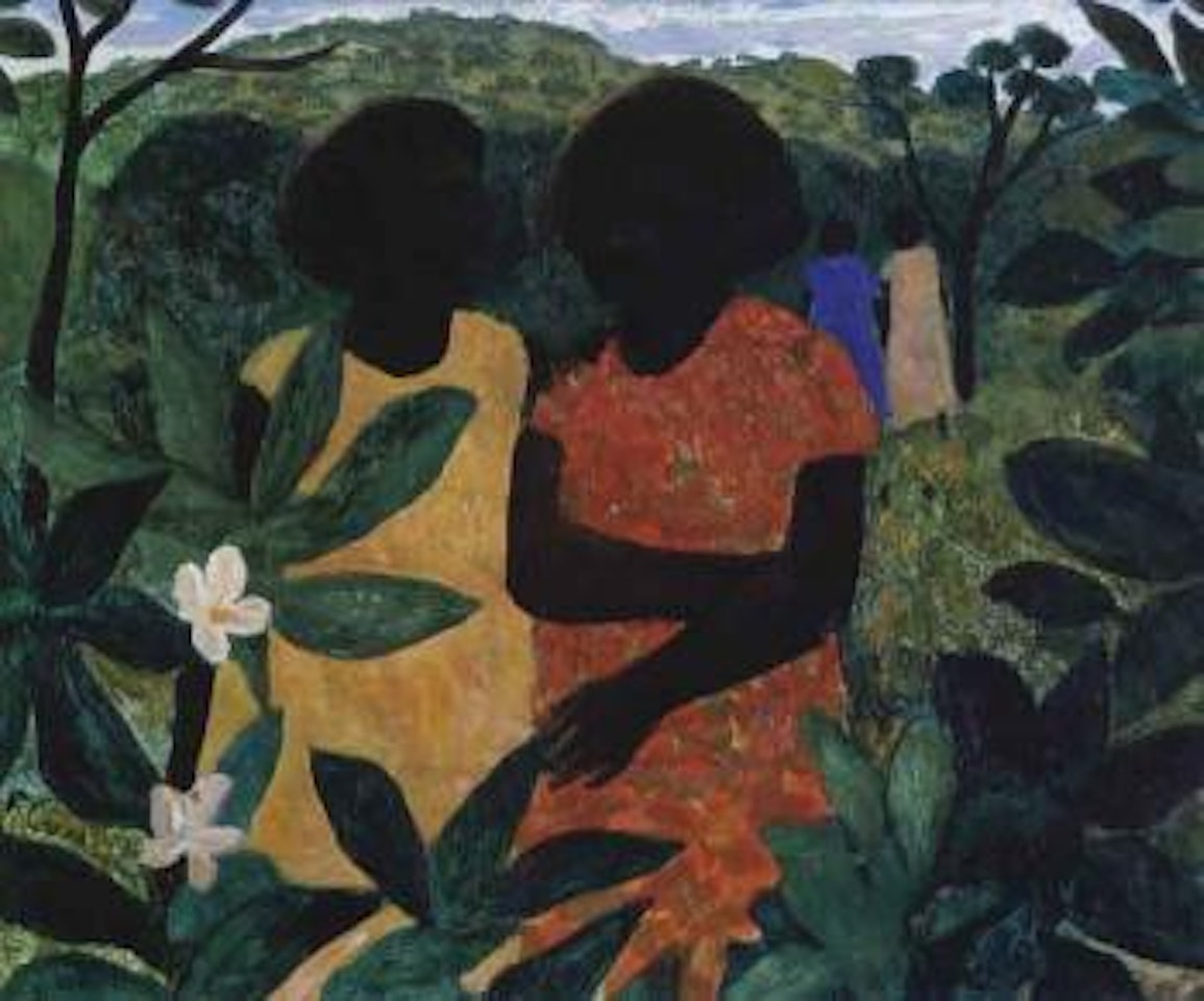 Islander woman with frangipani tree by Ray Austin Crooke