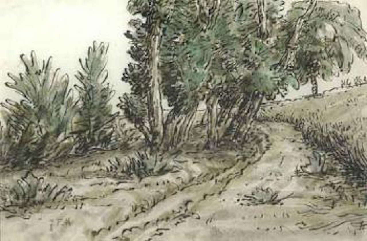 Chemin de campagne avec bosquet d'arbres by Jean-François Millet