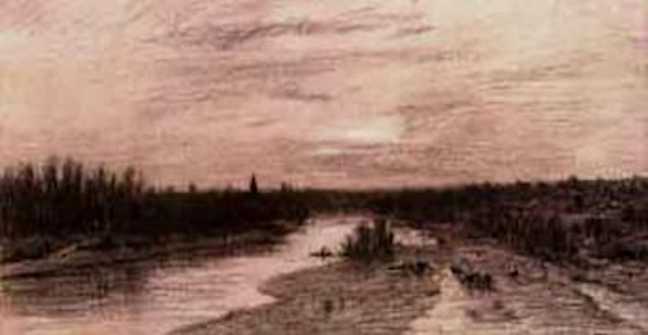 Marshy river landscape by Théodore Rousseau