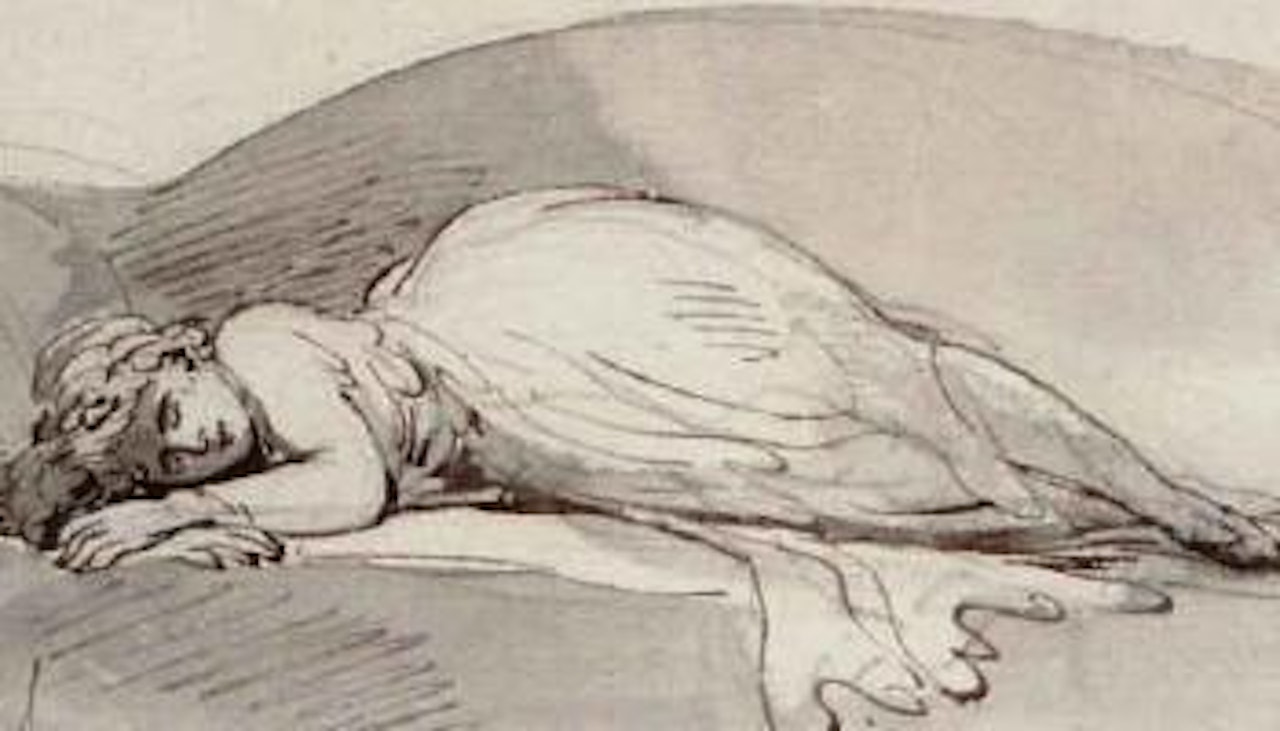 Sleeping girl by Thomas Rowlandson