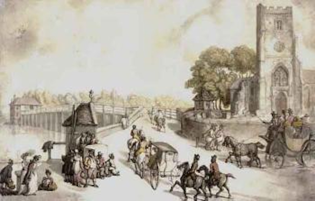 Putney Bridge from the South Side, London by Thomas Rowlandson