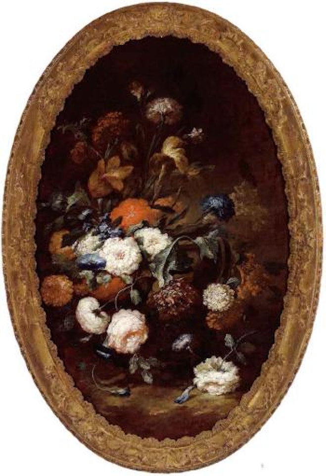 Flowers in stoneware vase by Italian School