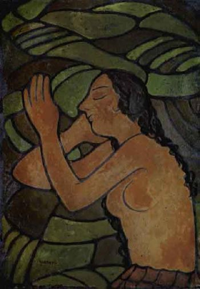 Nude in landscape by Felice Casorati