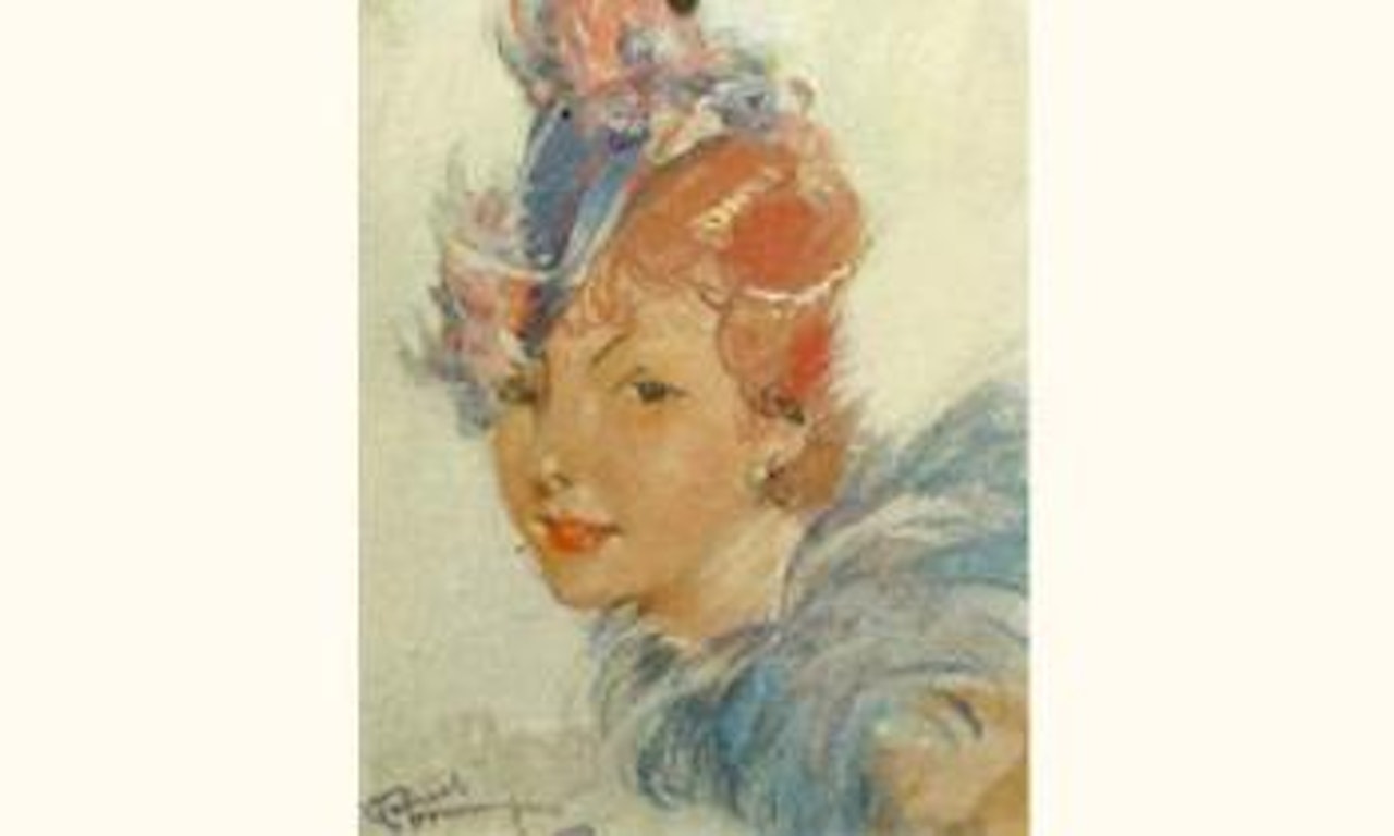 Jeune femme au chapeau glycine by Jean Gabriel Domergue