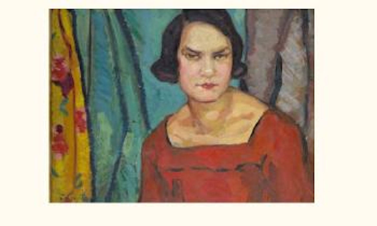 Portrait de femme a la robe rouge by Tamara de Lempicka