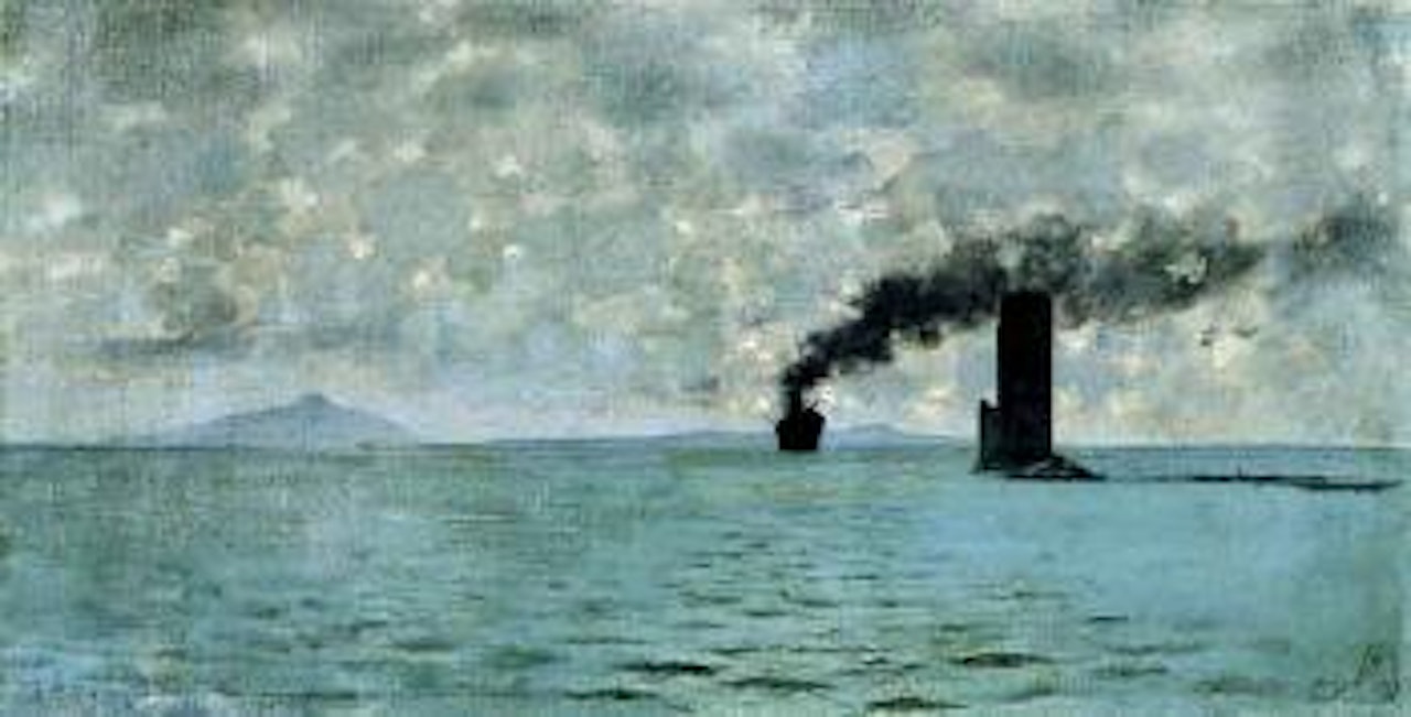 Seascape with lighthouse by Giuseppe de Nittis