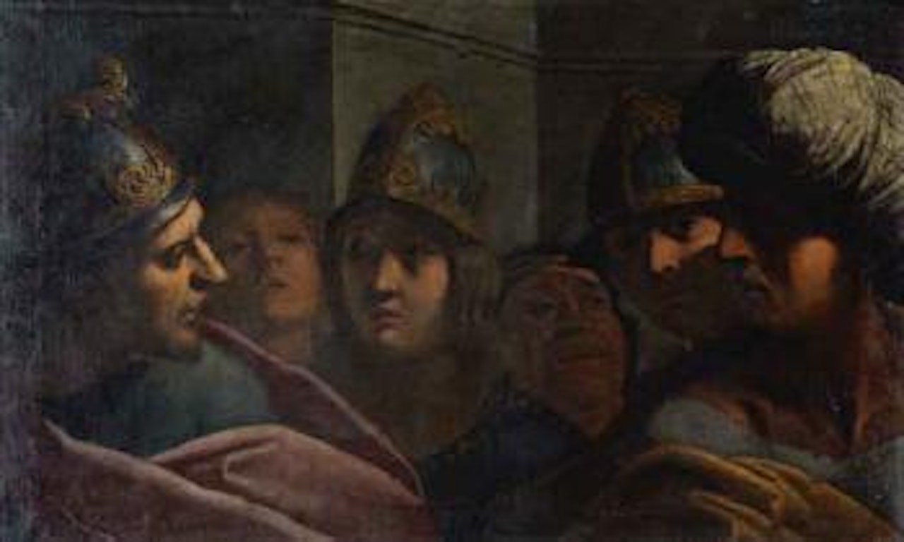 Faces and soldiers by Italian School