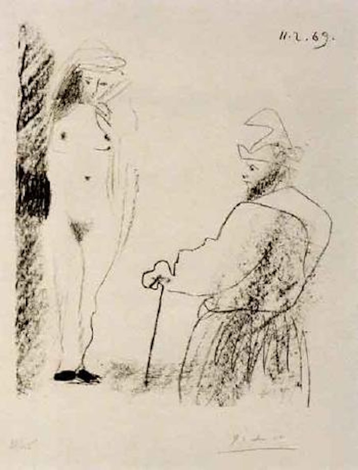 Femme nue et homme a la canne by Pablo Picasso