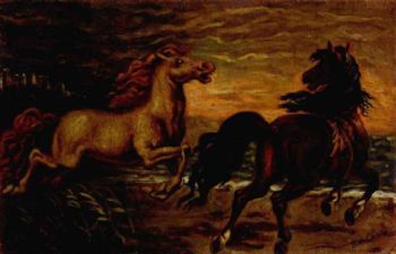 Two horses by the sea by Giorgio de Chirico