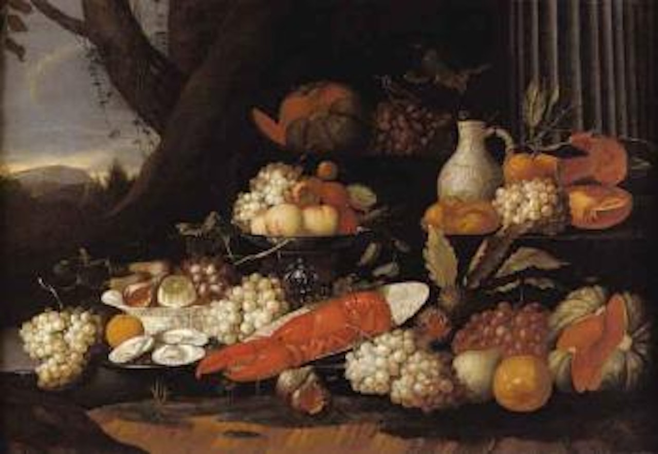 Still life of fruit with lobster by Jan Pauwel Gillemans