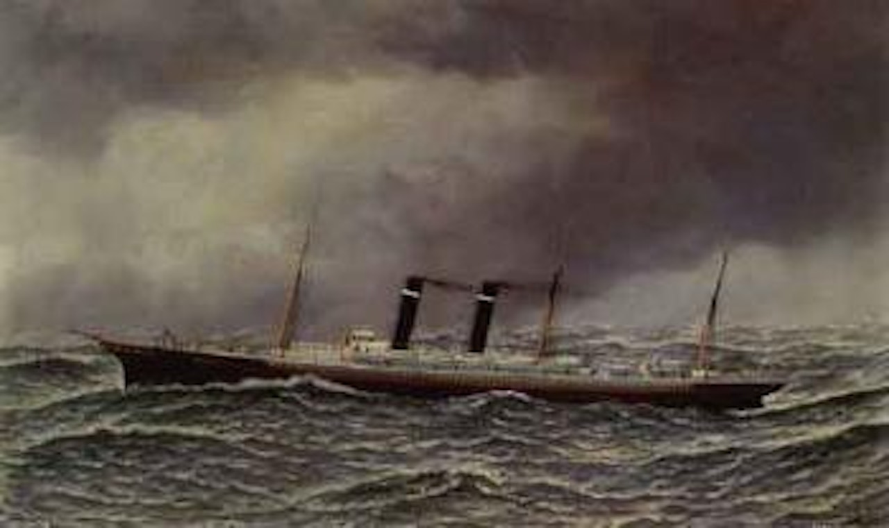 Ship at sea by Antonio Jacobsen