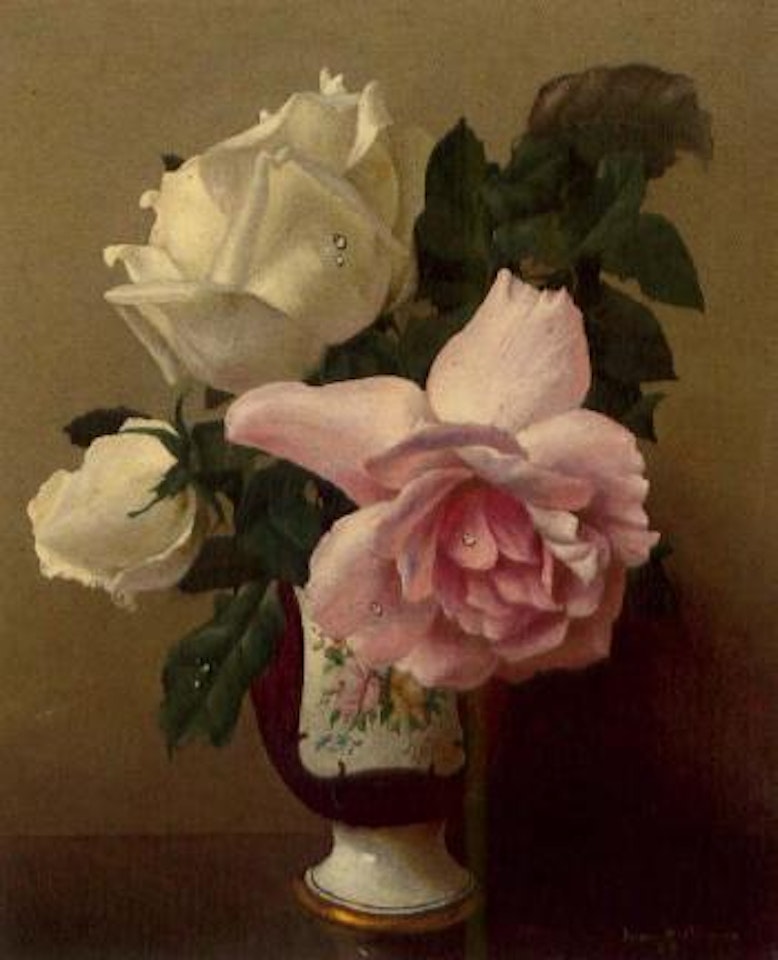 Roses in a ceramic vase by Irene Klestova