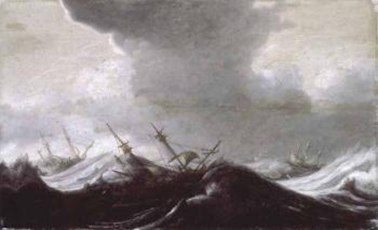 Dutch shipping in heavy seas by Pieter Mulier II
