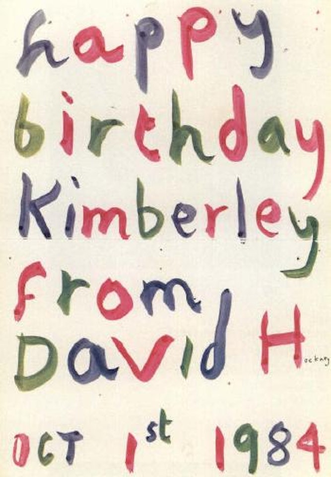 Miss K J Witham's birthday card by David Hockney