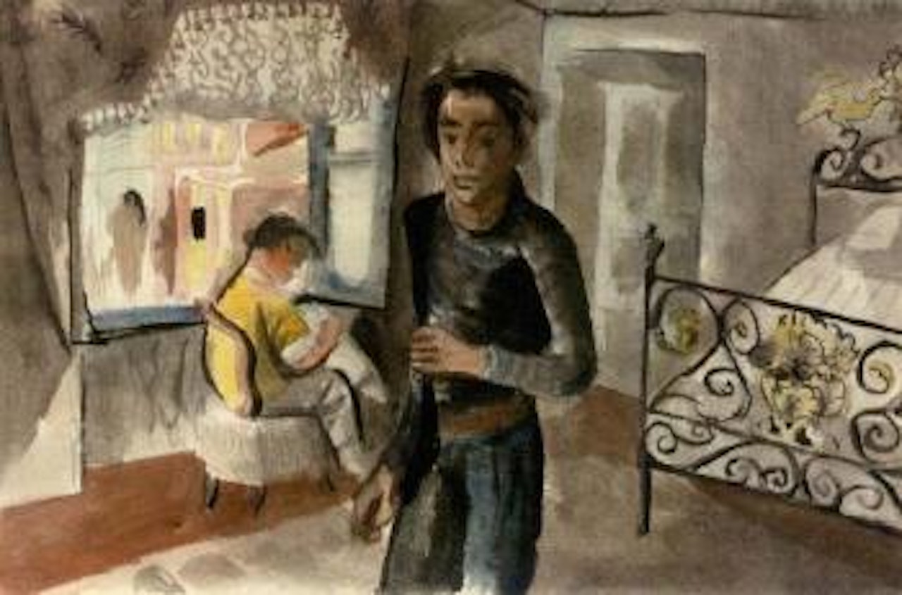Self portrait with Peter Kaiser. Bed by Donald Stuart Leslie Friend
