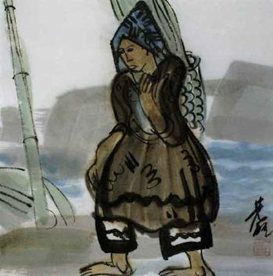Village woman by Lin Fengmian