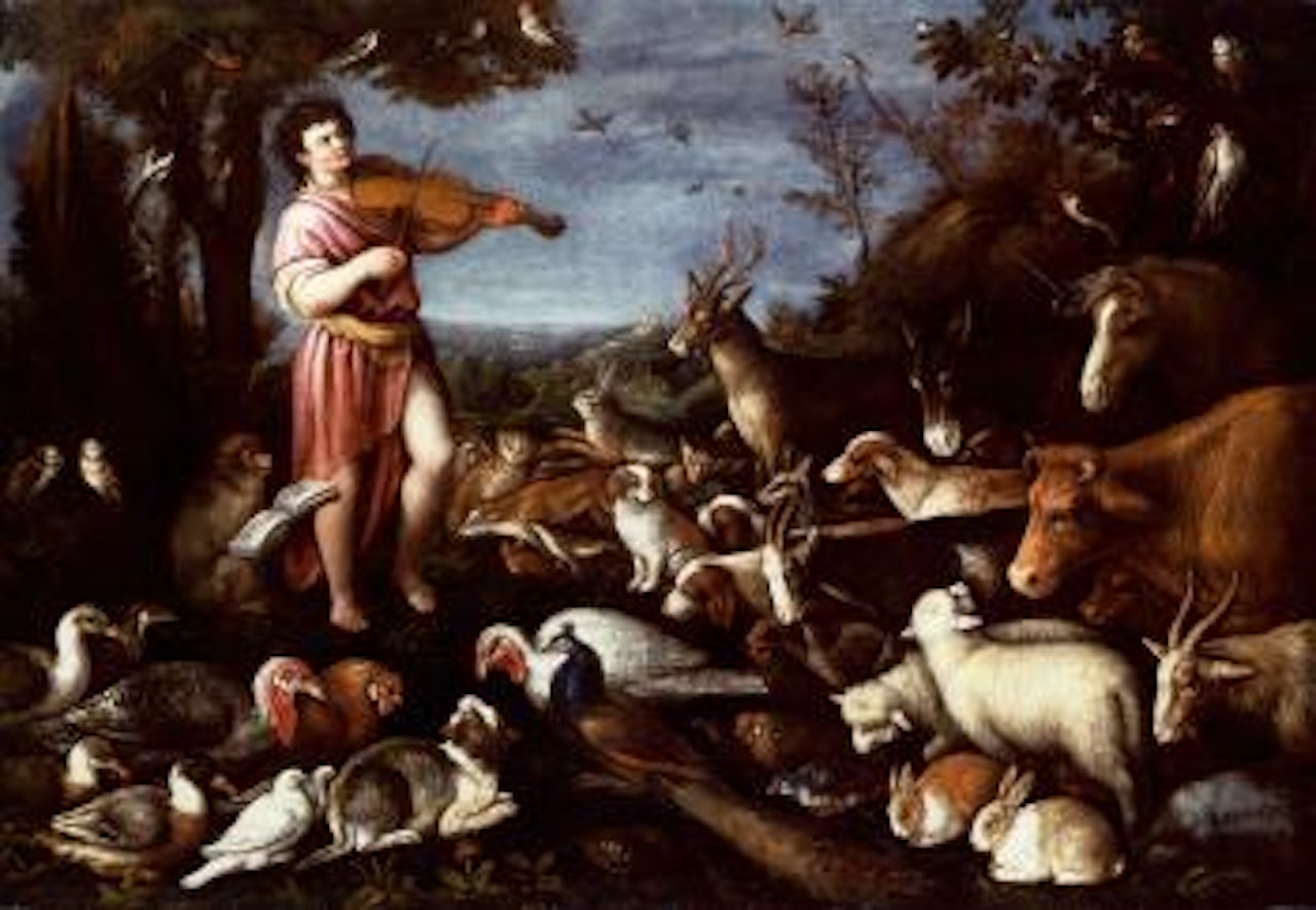 Orpeus charming the animals by Leandro Bassano