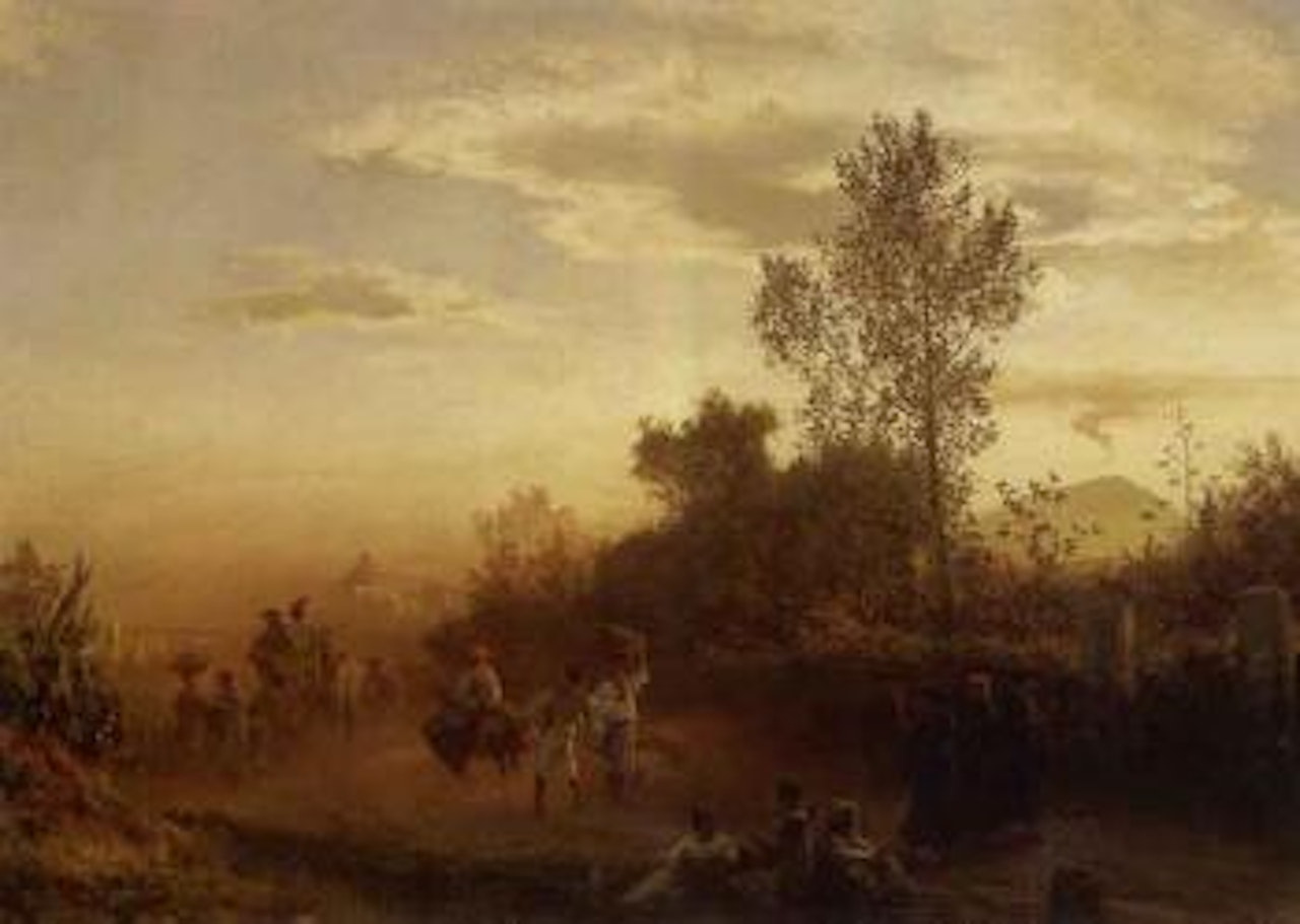 Figures on track near Naples by Oswald Achenbach