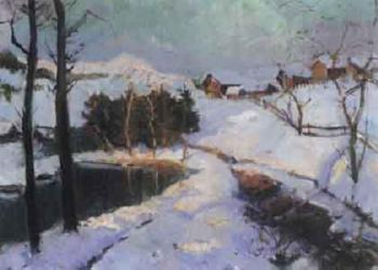 Winter sunset by Georgij Aleksandrovic Lapschin
