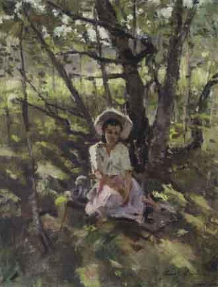 Young woman in the dappled shade by Russian School