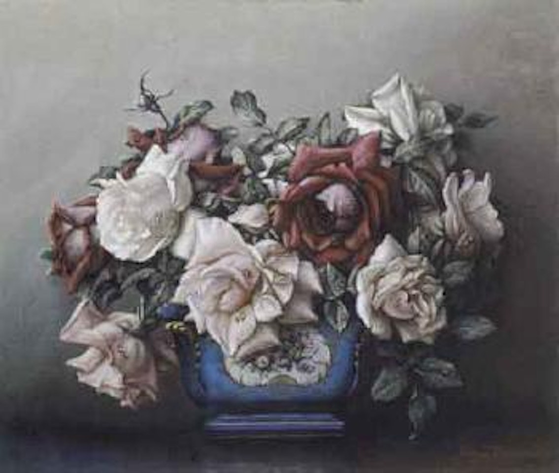 Still life of flowers in a porcelain bowl by Irene Klestova
