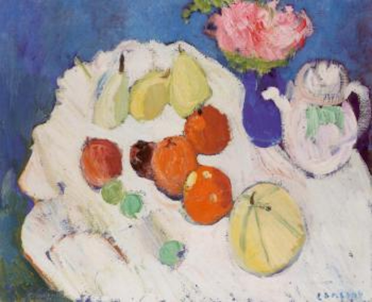 Still life with fruit and teapot by André Lanskoy