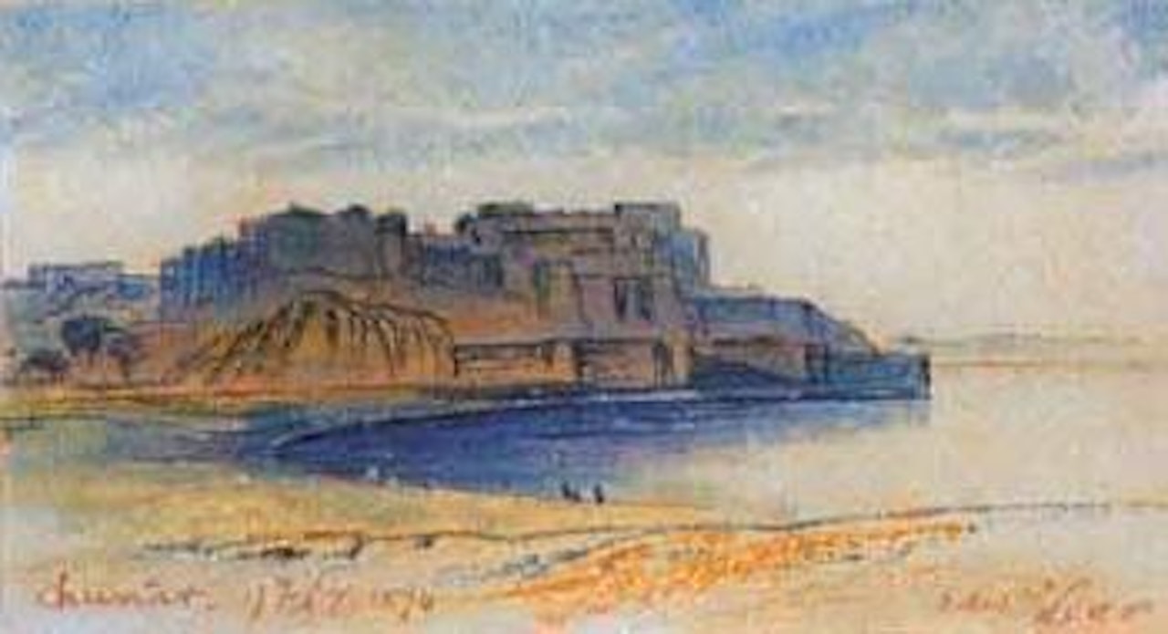 Lake scene, Chunar, India by Edward Lear
