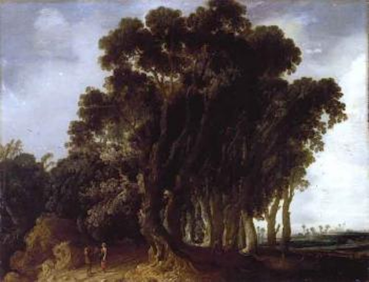 Wooded landscape with travellers resting and a shepherd beyond by Jacob Jacobsz van Geel