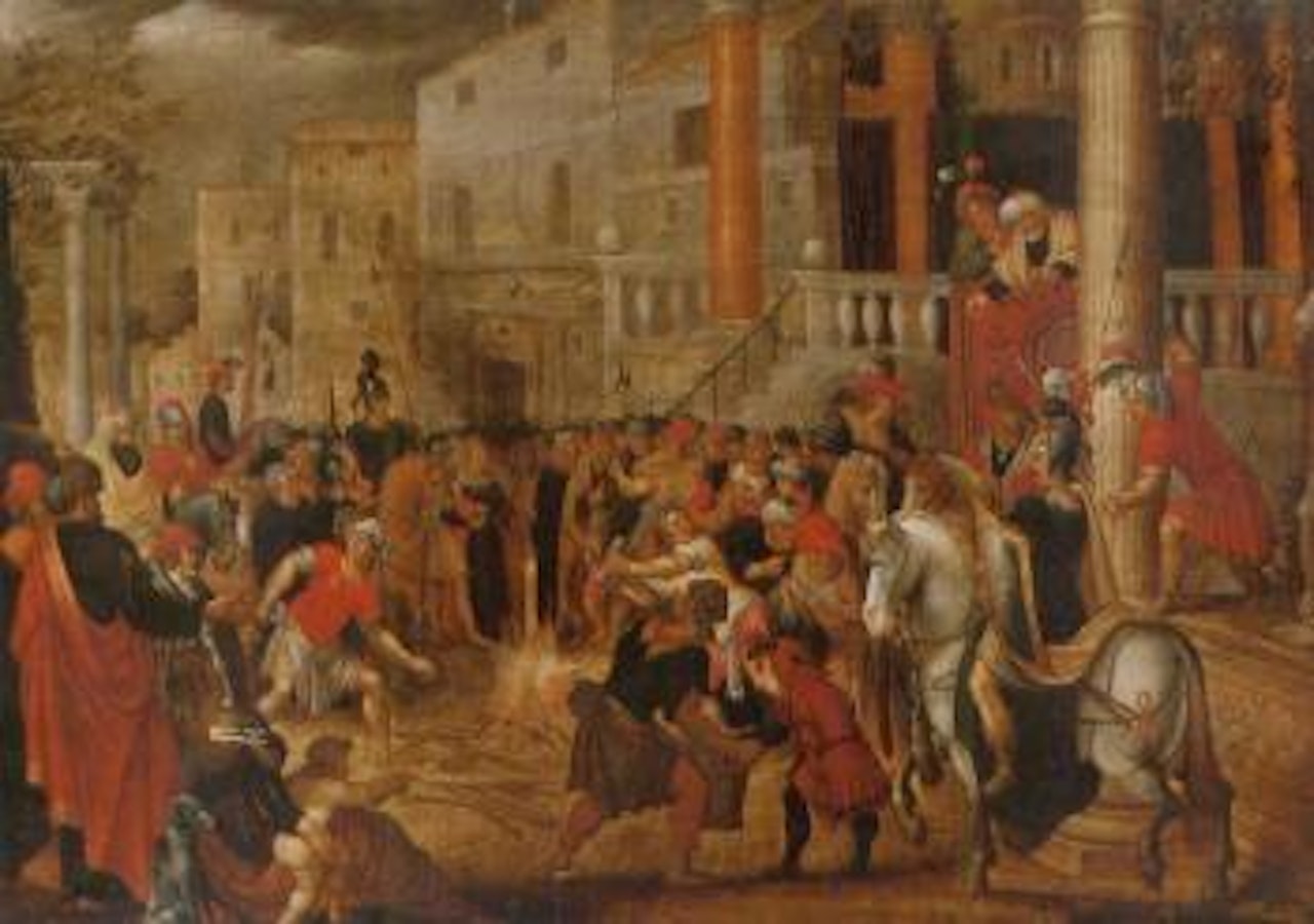 Ephesians burning books after their conversion by St Paul by Louis de Caullery by Hendrick van Cleve