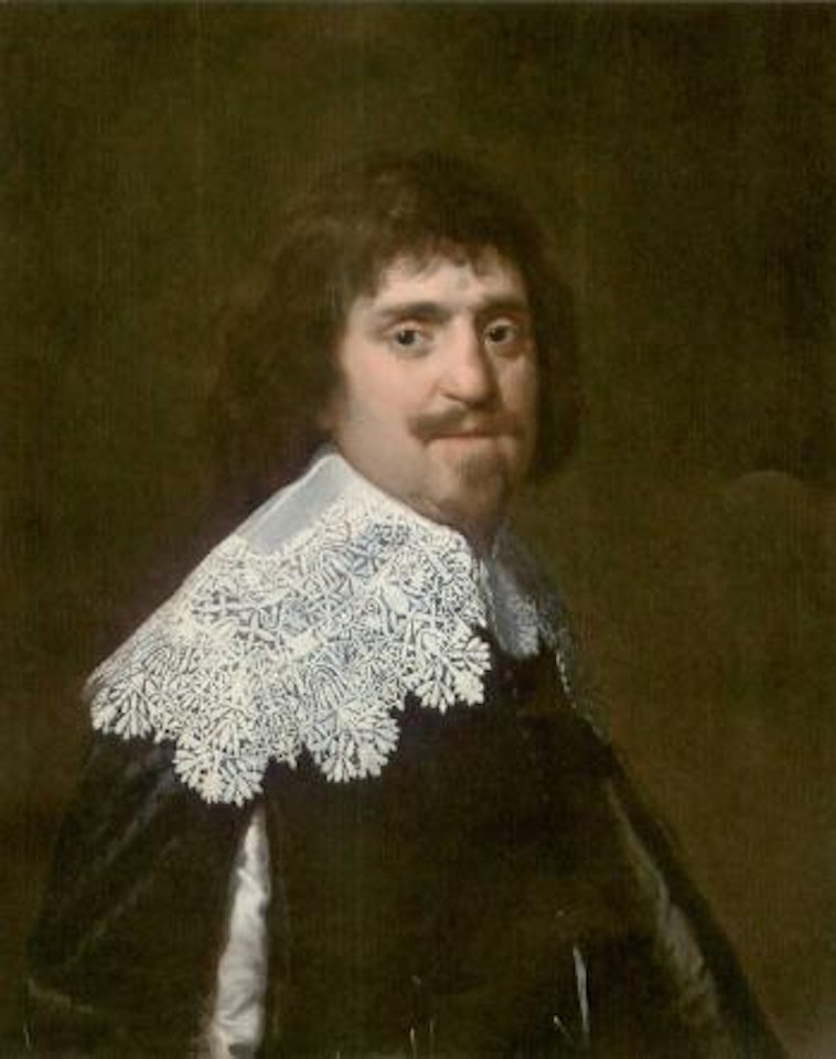Portrait of a gentleman, in a black doublet with a lace collar by Paulus Moreelse
