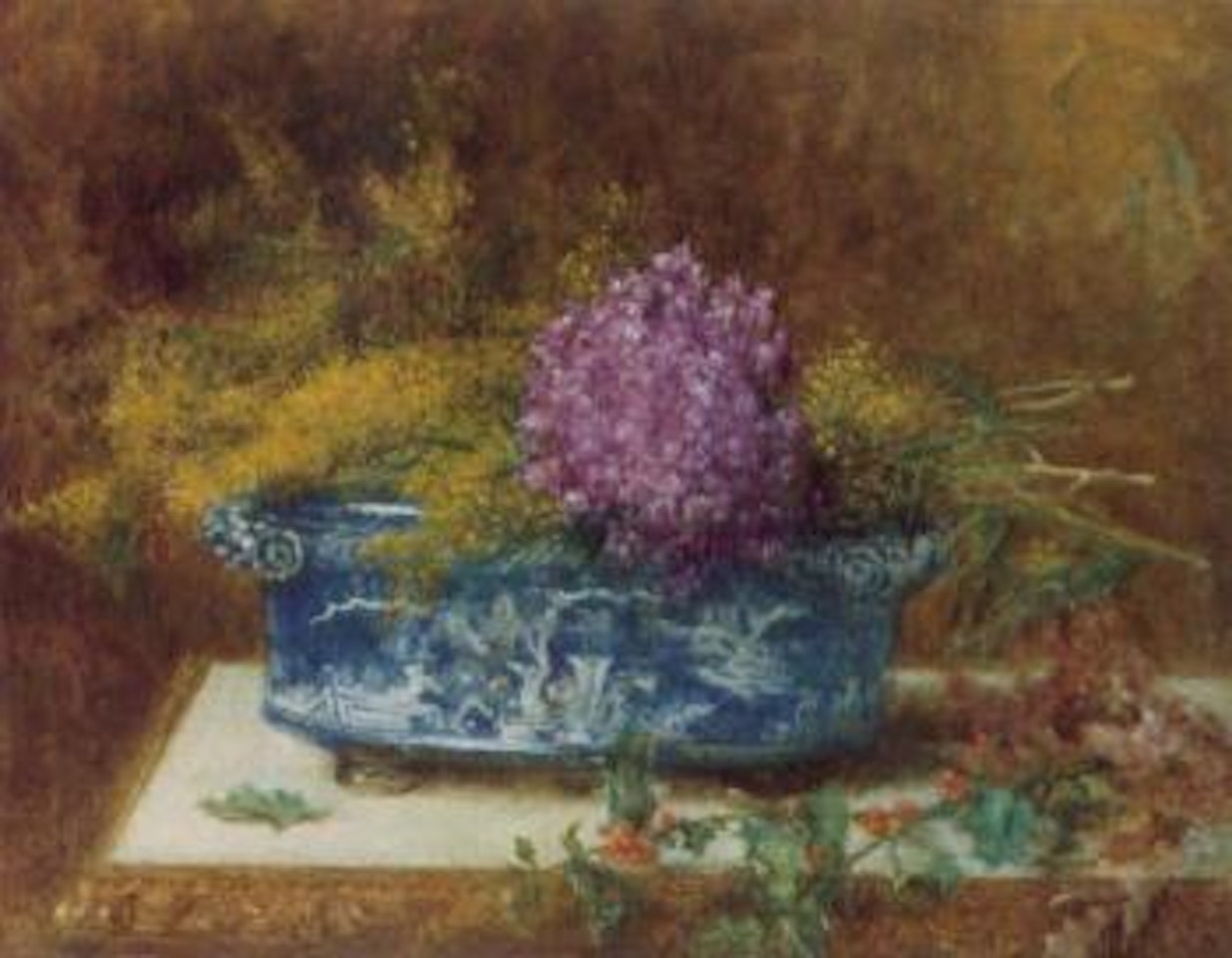 Still life with lilac and holly by Alexei Harlamoff