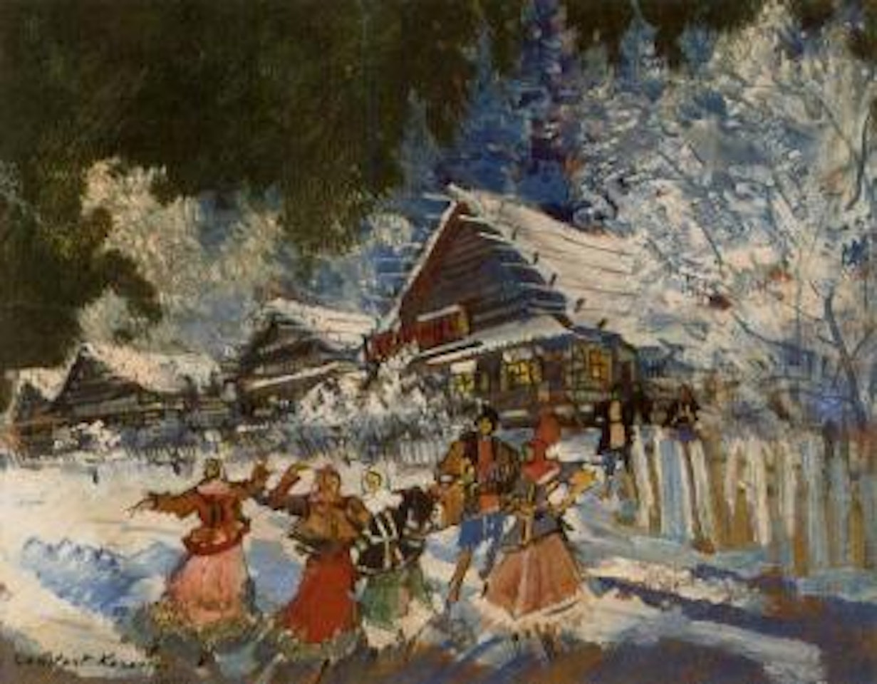 Dancers in the snow by Konstantin Alekseevich Korovin