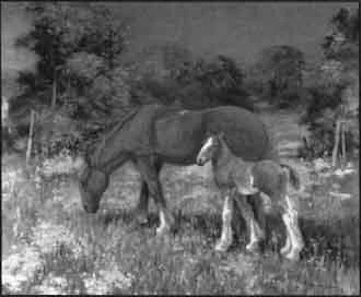 Mare and foal in a landscape by Edward Seago