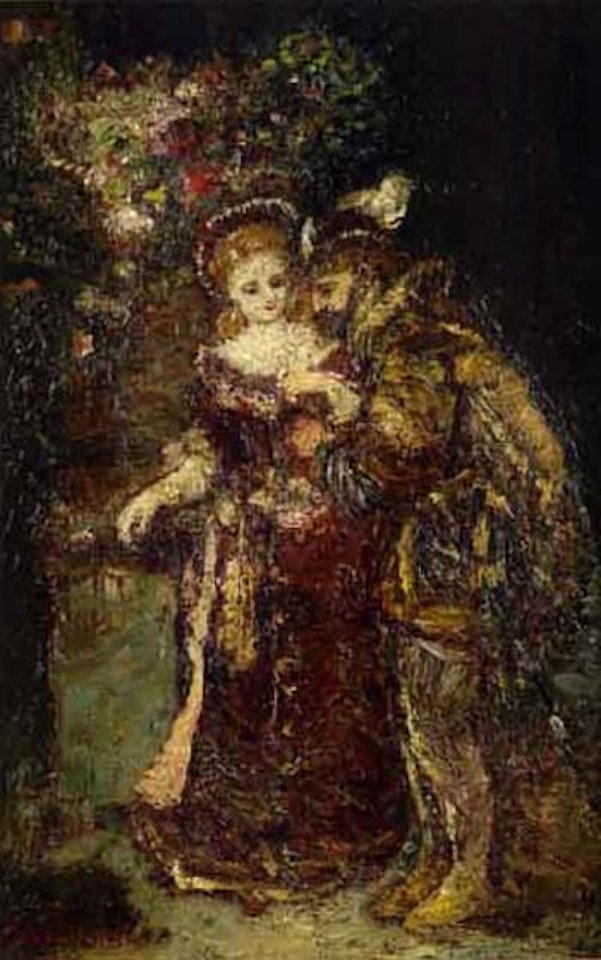 Deux personnages dans un parc by Adolphe Monticelli