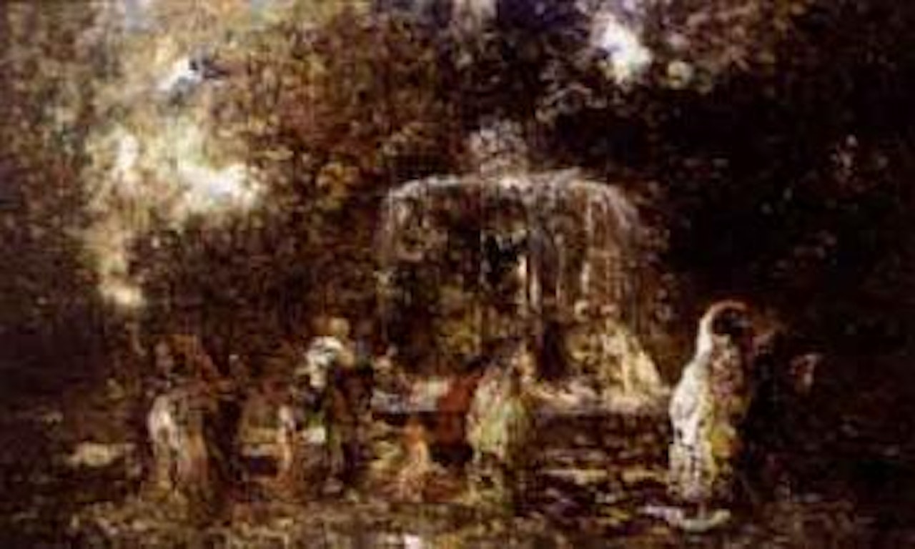 Bathing at the fountain by Adolphe Monticelli