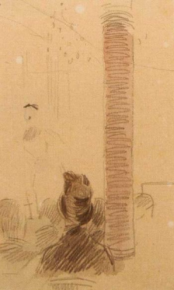 Les spectateurs vus de dos regardant une chanteuse sur scene by Giovanni Boldini