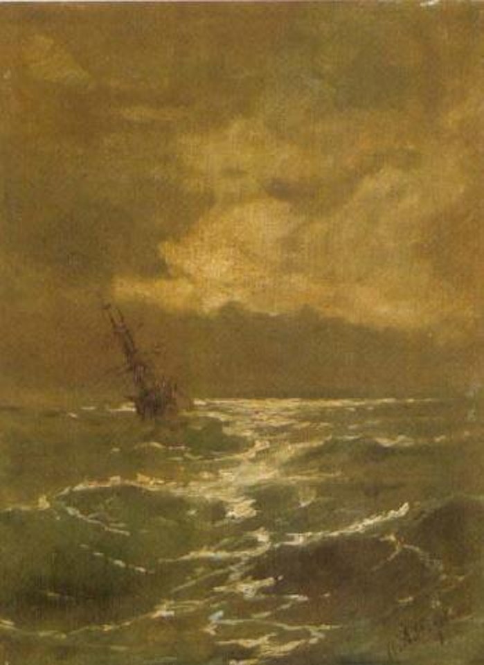 Brig at anchor by Ivan Konstantinovich Aivazovsky