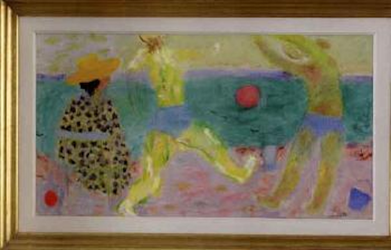 Playing ball game one the beach by Ragnar Sandberg