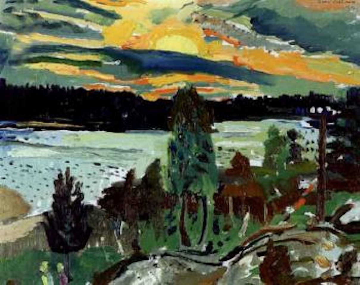 Sunset over lake landscape by Sven Erixson