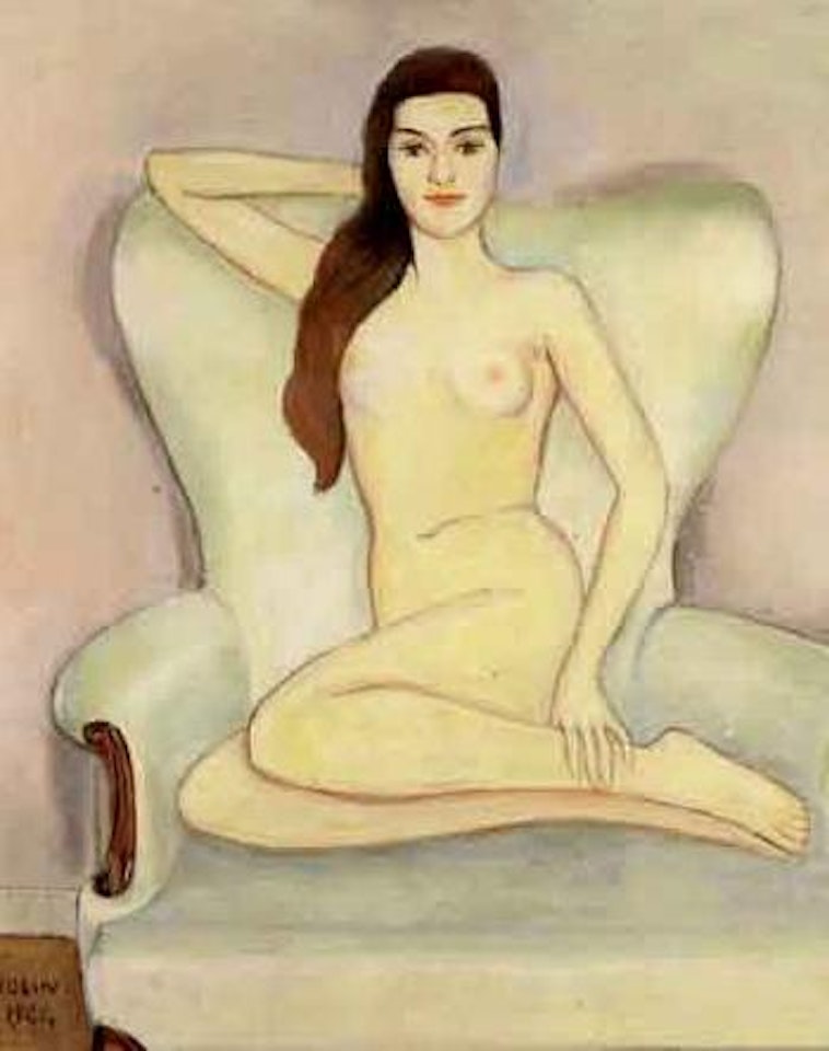Model seated in armchair by Einar Jolin