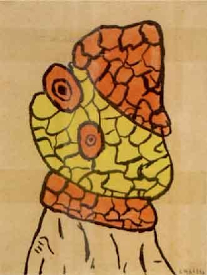 Visage avec eceilles by Gaston Chaissac