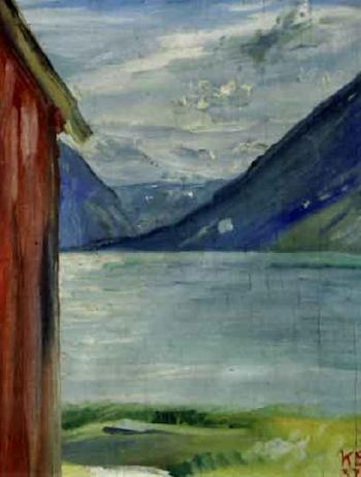 The red house gable - landscape from Gudbrandsdalen, Norway by Kurt Schwitters
