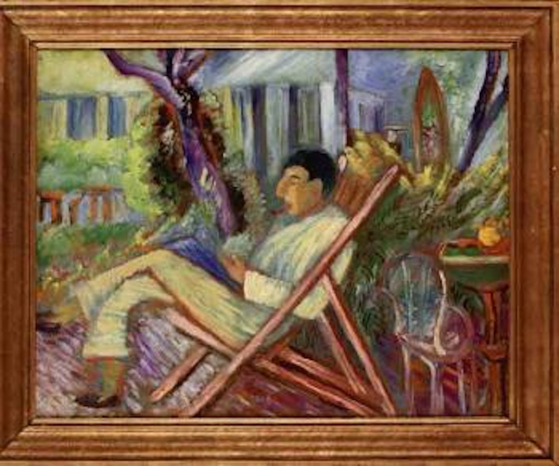 Isaac smoking a pipe by Sigrid Hjertén