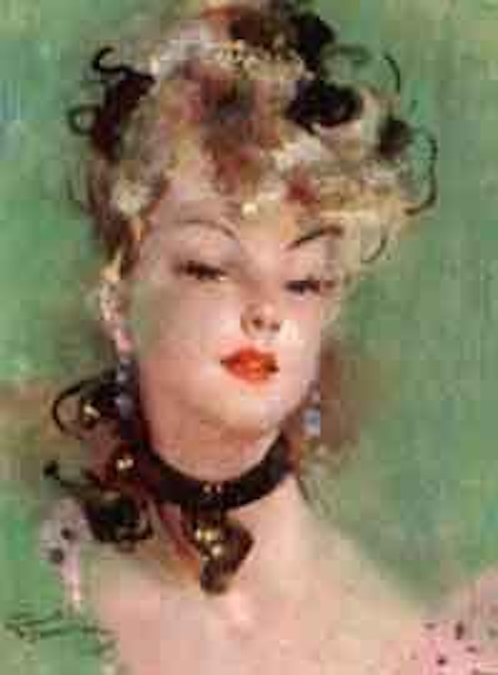 Portrait of woman with black velvet ribbon round her neck by Jean Gabriel Domergue