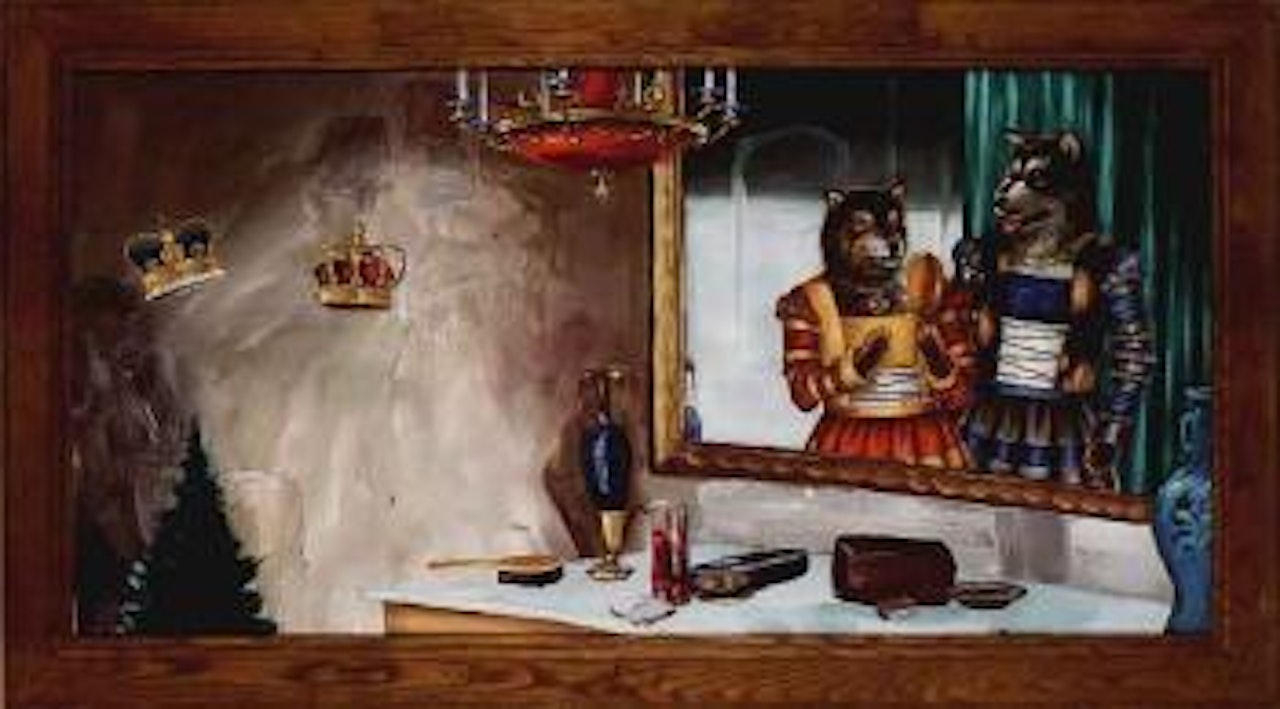 Two wolves in a mirror by Ernst Billgren