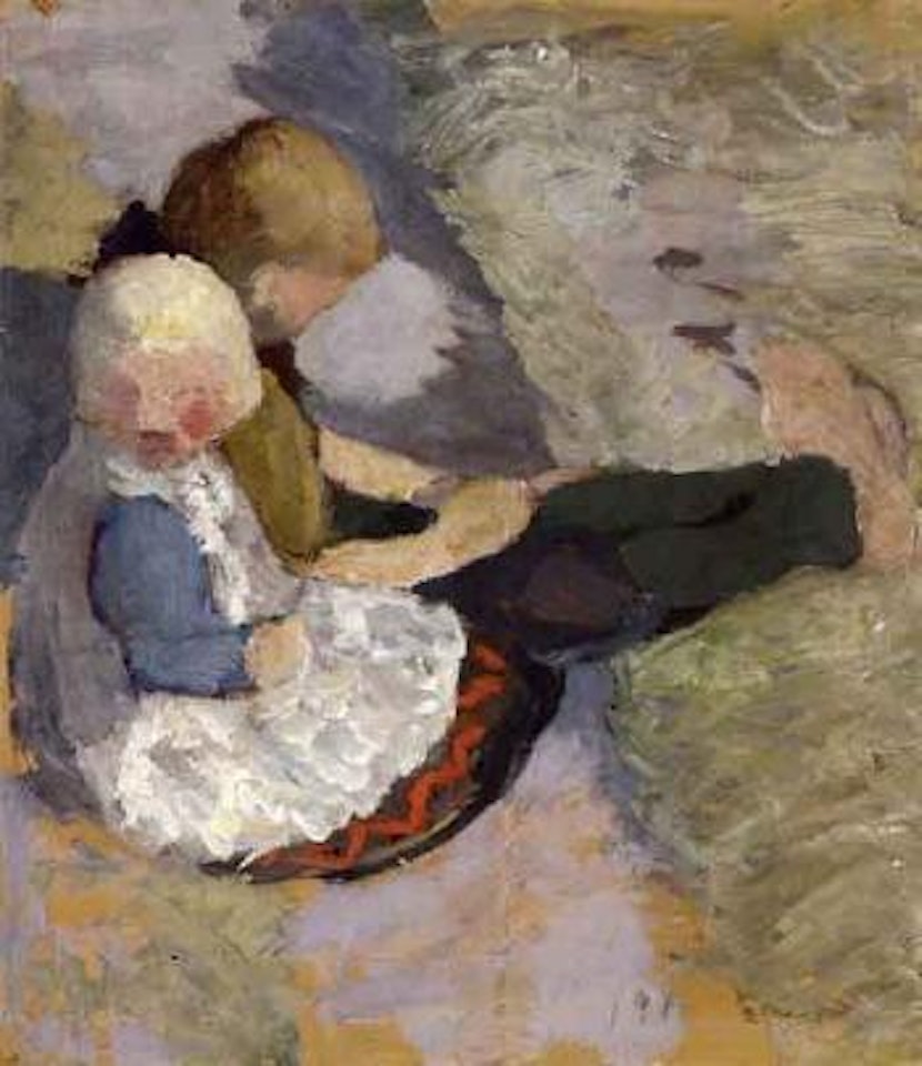 Two children sitting in a meadow by Paula Modersohn-Becker