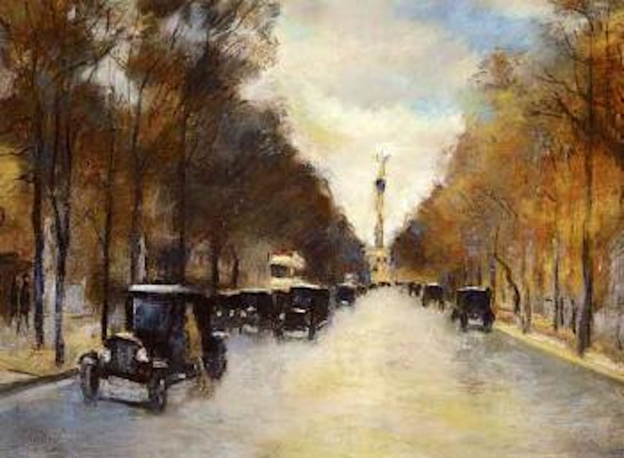 Siegesallee with victory column in autumn by Lesser Ury