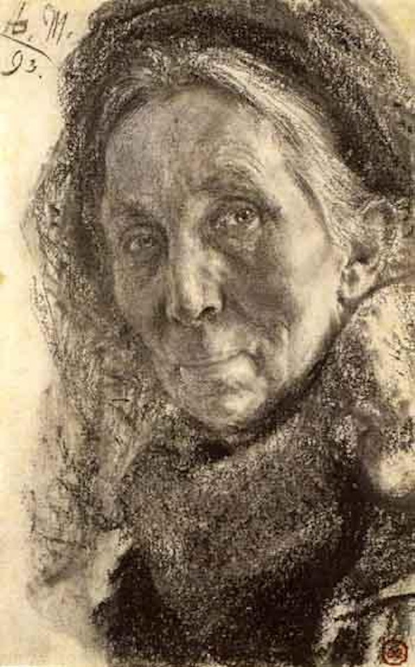 Portrait of an elderly lady by Adolph Menzel