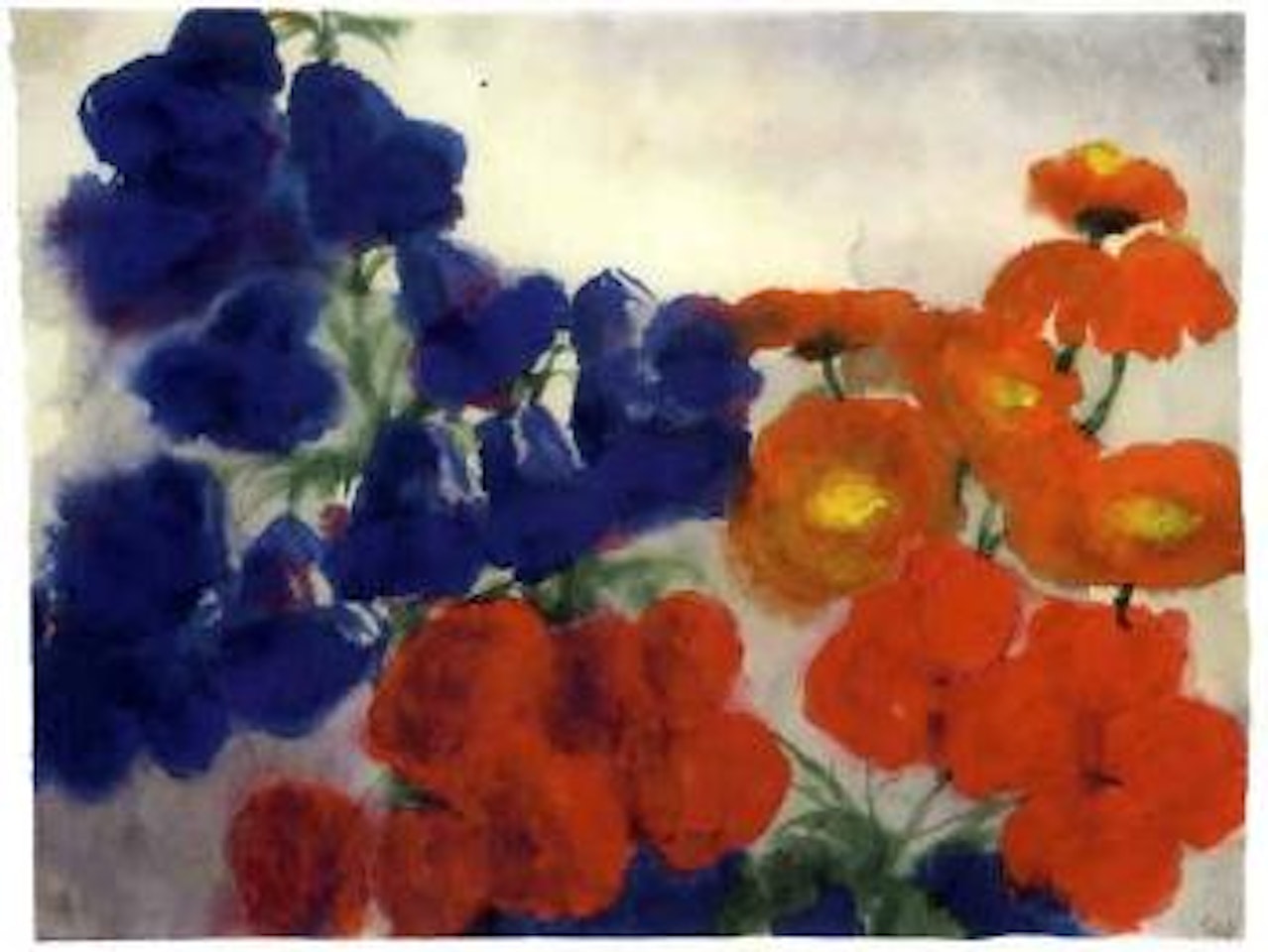 Bell-flowers and red blossoms by Emil Nolde