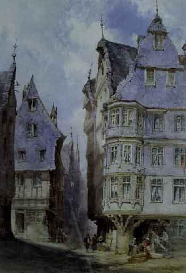 Old houses at Trarbach on the Moselle, since destroyed by fire by William Callow